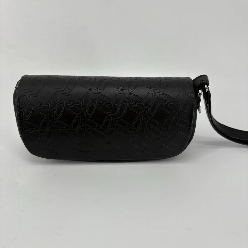 Oakley Sunglass Case Black Zipper Around Soft Shell Leather‎ Pouch All Over Logo